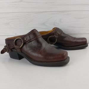 Frye Leather Belted Harness Mule Motorcycle size 8